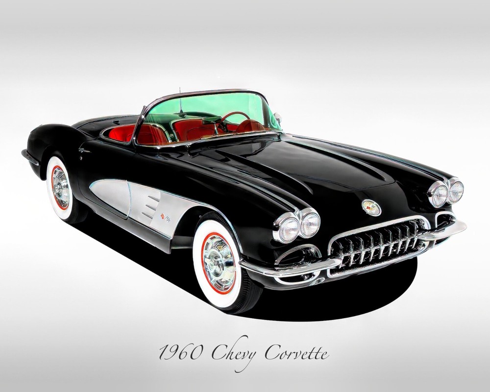 Classic Cars – 1960 Chevrolet Corvette in Black – Print