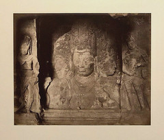 Original 1875 SAMUEL BOURNE Albumin Photograph Caves of Elephanta India Shiva