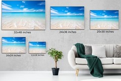 Beach Ocean Photo, Crystal Clear Waters and Blue Sky Landscape, Coastal Decor