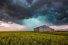 Storm Photography Print: Oklahoma, Barn, Wheat Field, Thunderstorm, Picture
