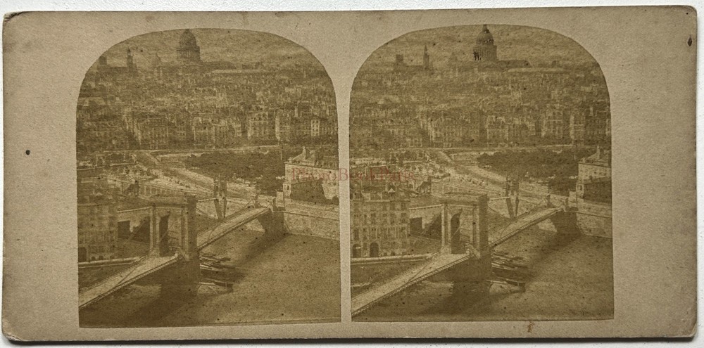 France Paris Panorama Bridge Of Reform Photo C1858 Stereo Vintage Album