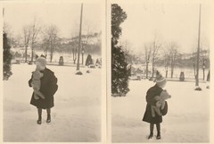 2 x Vintage Photo Pretty Child with Teddy Bear Toys 1920s