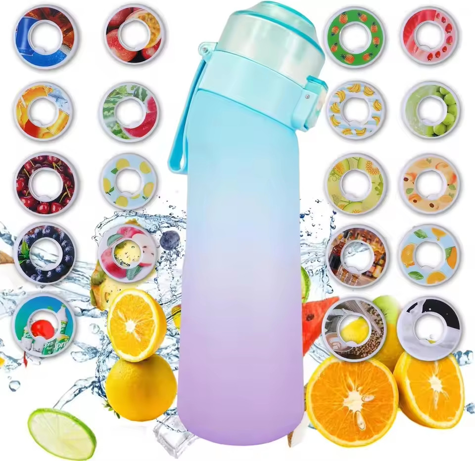 650ML Sports Air Water Bottle BPA Free, Fruit Scent Pods Air Flavor Caps