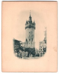 Photograph photographic print, view Frankfurt/Main, the Eschenheim Tower, 1893