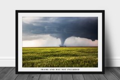 Storm Photography Print – Picture of Tornado Passing Behind Farmhouse in Kansas