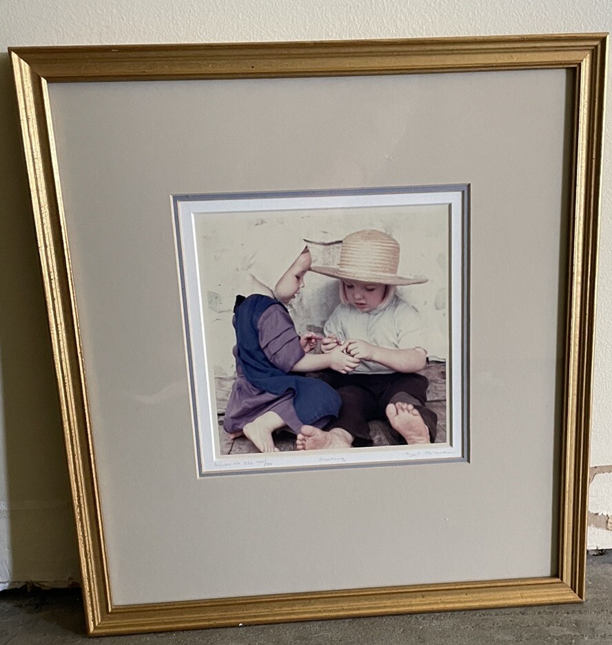 Bill Coleman Amish Photograph No 332, Sharing 463/750, Signed Matted 15” X 14”
