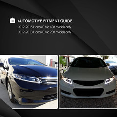 Compatible with 2012-2013 Honda Civic Coupe, 2012-2015 Honda Civic Sedan, Left +