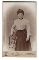 Photograph M. Hirsch, Spandau, Wide Street 26-28, Miss in Lace Blouse