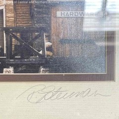 Framed Matted Three Panel Collage Western Frontier Photos Signed By Artist