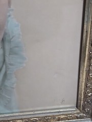 Vintage Ornate Gilt Glass Framed Portrait Of A Lady And Her Kitten