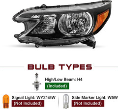 Headlight Assembly Replacement for 2012 2013 2014 Honda CR-V OE Style Headlamp H