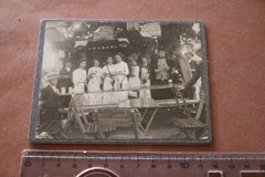 Great old photo on cardboard – party, vineyard?? Austria? soldiers