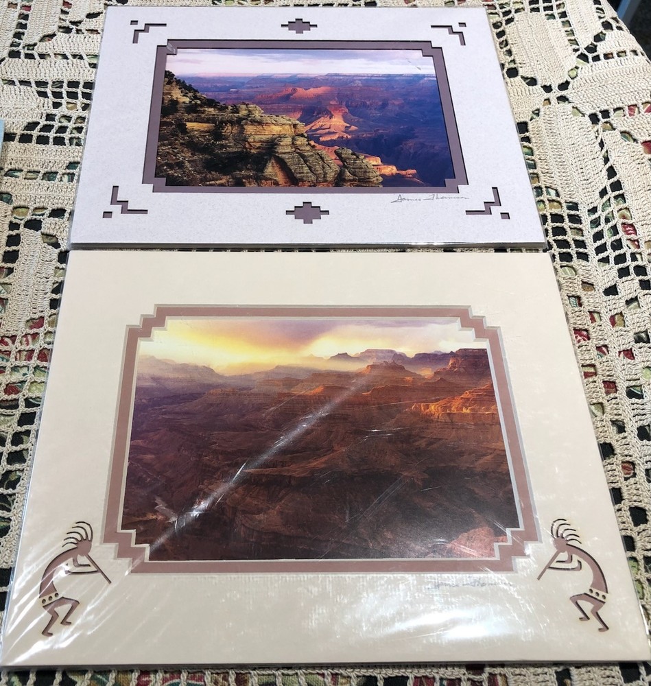 3 Grand Canyon Photographs Artist Signed James Thompson Double Matted 8″H x 10″W