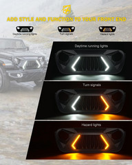 Mad Max Grill Front Grille W/Drl & Turn Signal for 2018+ Wrangler JL JLU JT | 3