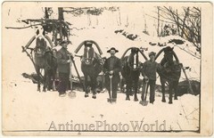 Men w shovels & horse carriages antique winter photo