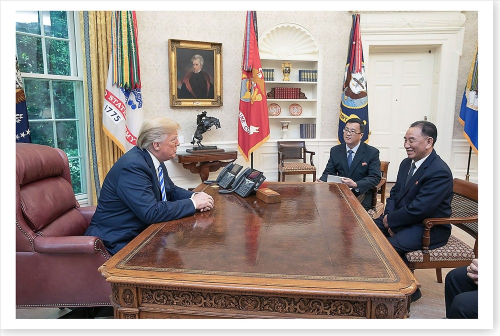 President Donald Trump Oval Office With Kim Yong Chol 8×12 Silver Halide Photo