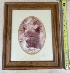 Vintage Wood Frame with Oval Matte with art included