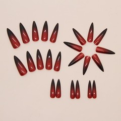 Press on Nails Extremely Long, Stiletto Halloween Black Red Ombre Gothic Fake N…