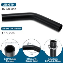 2 Pcs Gasoline Fuel Filler Neck Hose with 8 Clamp Setes 1 1/2 Inch 45 Degree
