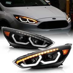 – for [Factory W/O LED DRL Model] 2015-2018 Ford Focus Black Sequential LED Tube