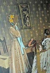 Large Charles Higgins Hand Colored Photo «The Most Becoming» Interior Scene