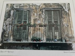 Tony Casper Rustic Tuscan Italian Verona Balcony Framed Photo Double Matted EUC