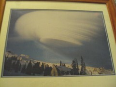Framed Matted Large Photo of Clouds on Mountain Signed 19 X 23 ID:57380