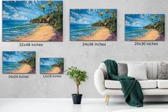 Beach Drawing Painting, Pastel Tropical Beach Art Hawaii Print Large Portrait