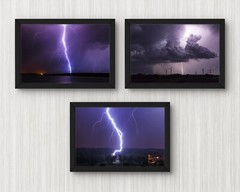 4x6in Set of 3 lightning photography prints nature storm photo collage wall art