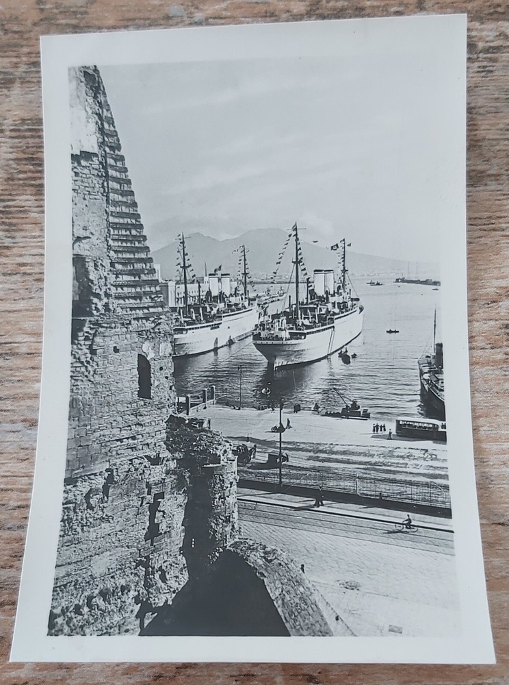 Old B/W LEPORELLO PHOTO ITALY NAPLES K.d.F. Ships PICTURED No.7 VISTA POSTAGE