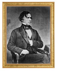 Franklin Pierce Photograph in a Aged Gold Frame