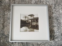 Old photo, Ville with palm tree, in aluminium frame silver matte 30×30 cm 16×16 cm