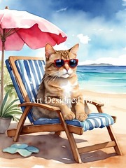 Digital Image Picture Photo Wallpaper Background, Cat on Vacation