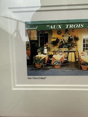 Framed Signed D. Jarry “Aux Trois Etages” Restaurant Terrace Mougin France Print