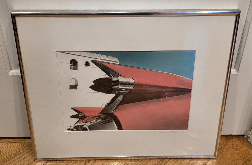 ALLAN I TEGER Hand Painted Photo 82 «Cadillac Tail Fin» signed 23/100 COA Framed