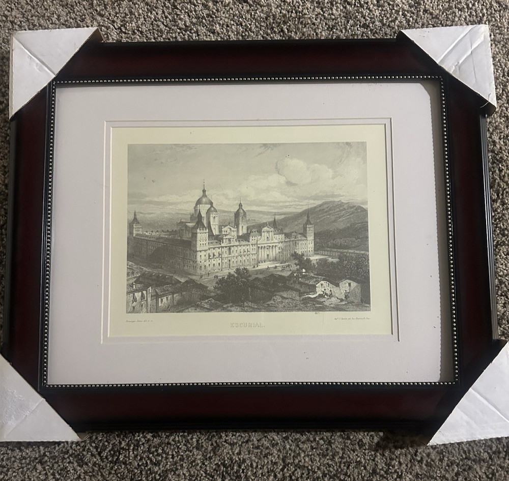 Vintage Spanish Architectural Escurial Beautiful Frame 17″ x 21″
