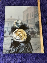 Italian Fulvio Roiter Photograph Print VENEZIA – Maschere di Carnevale 24”x17.5”