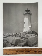 Vintage Large Black & White Photograph Photography Print Lighthouse Sea Nautical