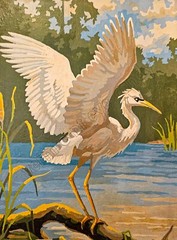 Egret on Branch About to Fly Instant DOWNLOAD Nature Bird Cabin Dopamine Art