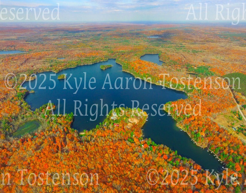 Wheeler Lake, Lakewood, Oconto County, Wisconsin Overhead Photo. Frame Optional.