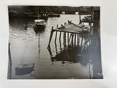 Vintage Large Black & White Photograph Photography Print Nautical Dock Sail Boat