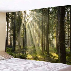 Onivein Forest Tapestry Nature Sunlight Streaming Through Green Trees Wall Ha…