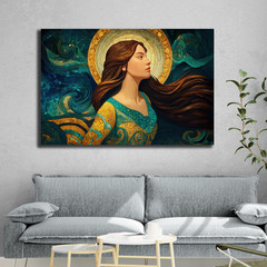 Mosaic Woman Wall Art, Feminine Fantasy Mermaid Portrait, Bohemian Wall Decor