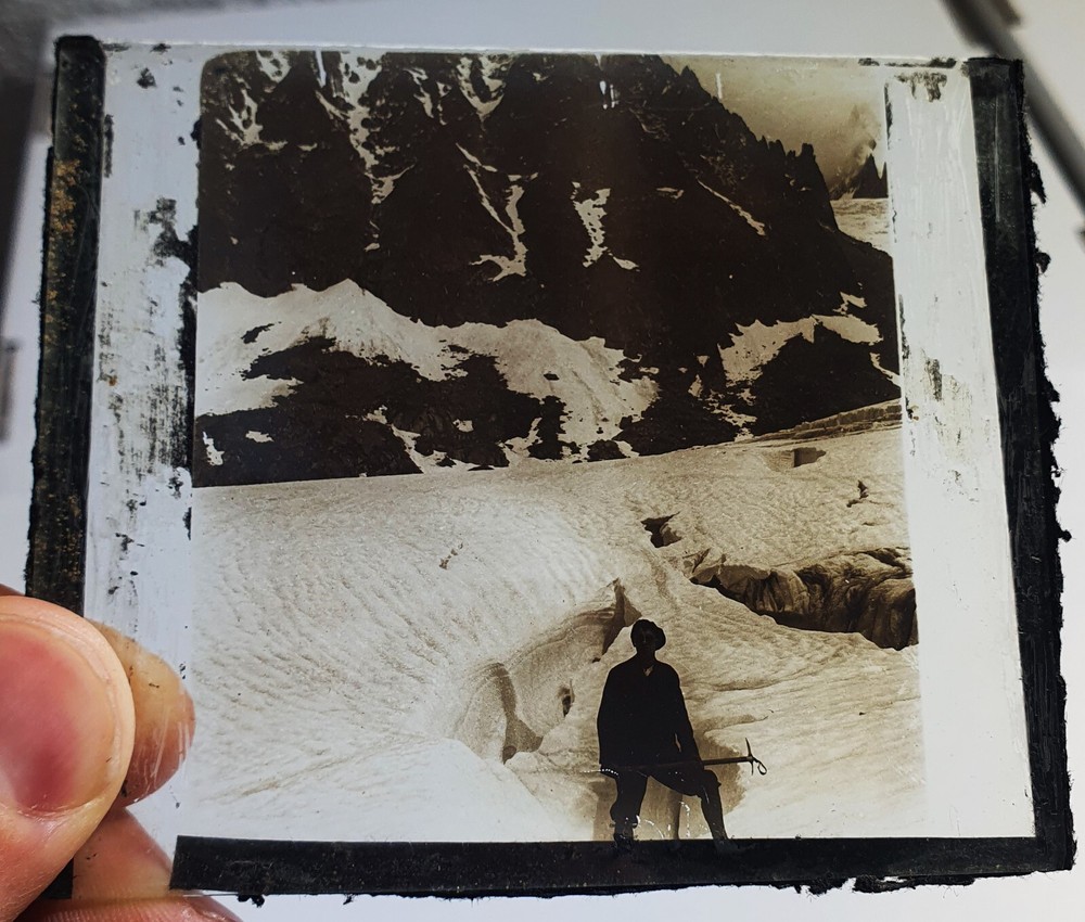 Photo Glass Plaque Early 1900s – Climber 1920s