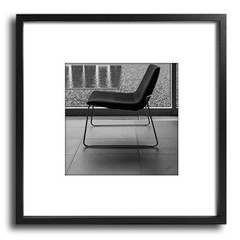 Window View With An Empty Chair – Black And White 12″x12″ Art Print