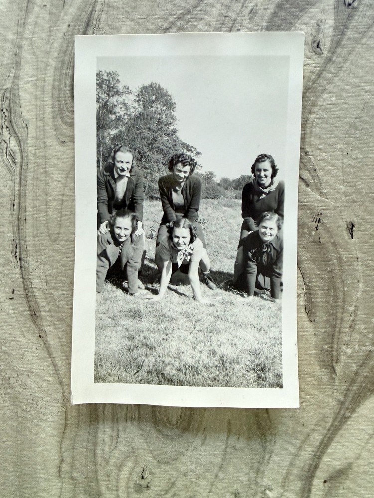 WOMEN RIDING WOMEN Original Black and White Photo 2 3/4″ X 4 1/2″