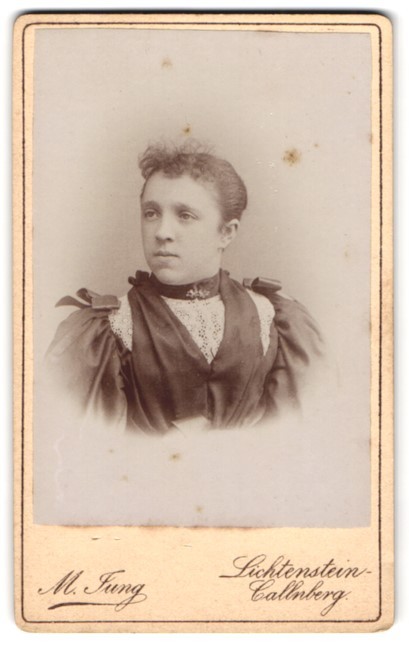 Photograph M. Jung, Lichtenstein-Callnberg, Schulgasse 175, portrait of a woman