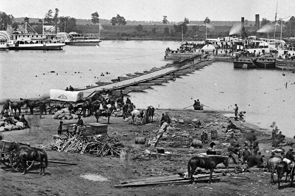 New Civil War Photo Pontoon Bridge over Rappahannock River, Port Royal – 6 Sizes