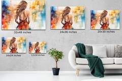 Beautiful Modern Woman Abstract Contemporary Painting Art, Trendy Hipster Decor
