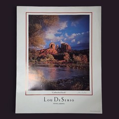 Cathedral Rock Sedona Arizona Lou DeSerio Signed Desert Art Photo Poster 1993